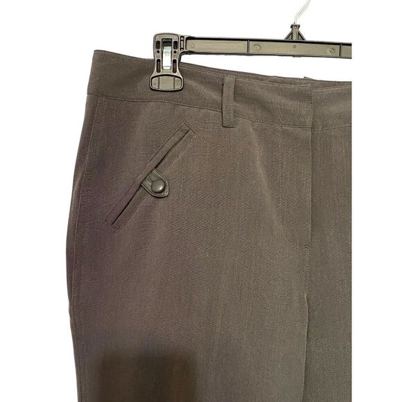 Larry Levine Petite Short Gray Pants Straight Leg Button Tab Pockets Women’s 12P - Picture 2 of 9